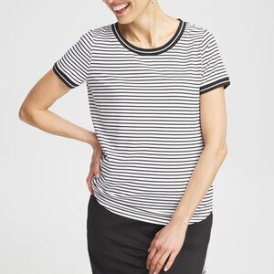 CHICOS | Zenergy® UPF Knit Stripe Tee | Black/White | 3 (16/18-XL)